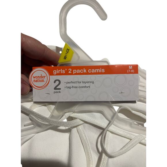 Wonder nation 7/8white 2 pack cotton cami duo nwt and perfect - Picture 3 of 7